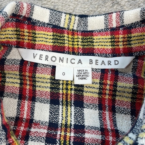 New Veronica Beard Shania Plaid Plaid Button Down Blouse Shirt Linen Fall Sz 0 - Picture 13 of 15